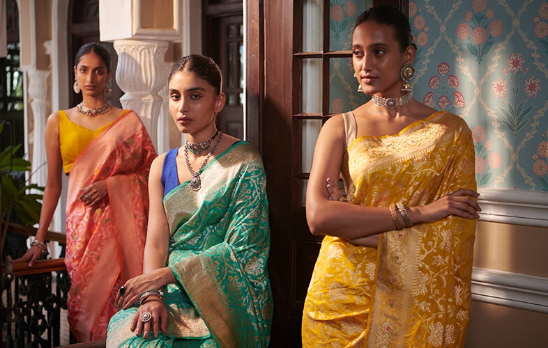 Banarasi Gold Zari Saree Ivory Color - Designer Dream Collection LLC